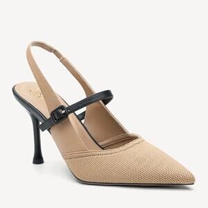 NWOB Cosy Island StrikeStep Slingback Pointed Toe Stiletto Heel Apricot Black 5